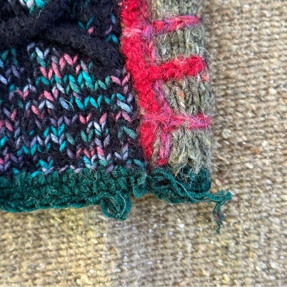 Vtg 90s Y2K Express Chunky Cardi Sweater Patchwork Wool Angora Blend Sz M Boho - Picture 11 of 11